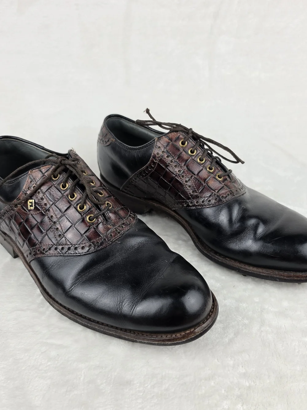 FootJoy Premier Classics Dry Golf Shoes Mens 9.5D Black Brown Made in USA